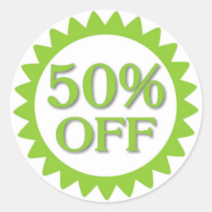 Sale 50 percent off green circle stickers