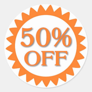 Sale 50 percent off orange circle stickers