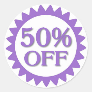 Sale 50 percent off purple circle stickers