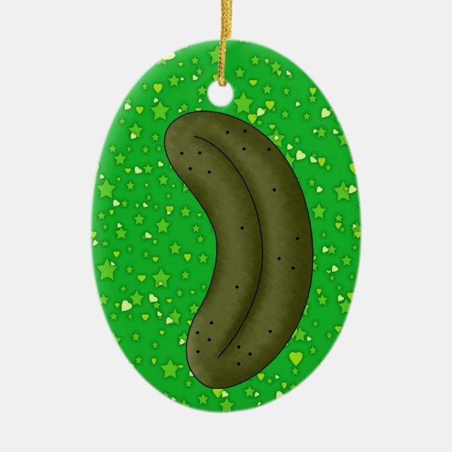SALE Christmas Pickle Legend Ceramic Ornament (Front)