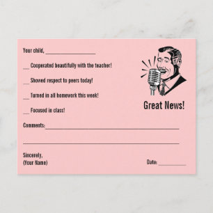 SALE - CUSTOM Teacher Note Home - Pink Postcard