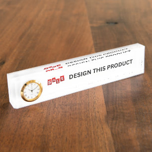 SALE! Desk Nameplate with Clock - Custom