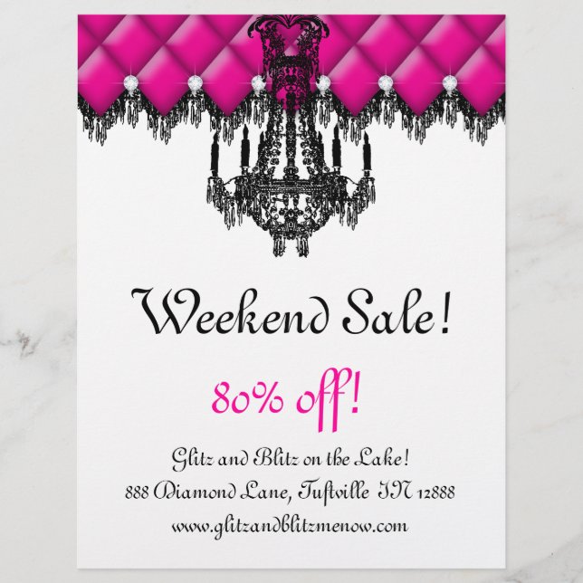 SALE Flyer Fashion Jewellery Pink Chandelier Tufte (Front)