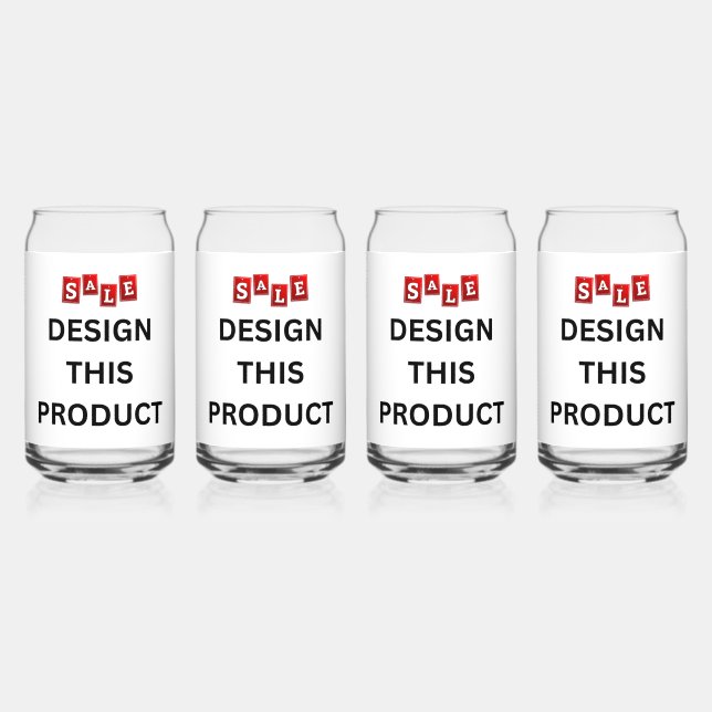 SALE! Glass - Can Shape - 16 oz - Set of 4 (Front)