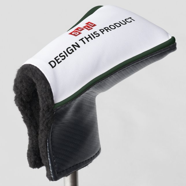SALE! Golf Putter Head Cover - Forest Green trim  (3/4 Front)