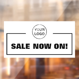 Sale Now On and Business Logo Window Cling