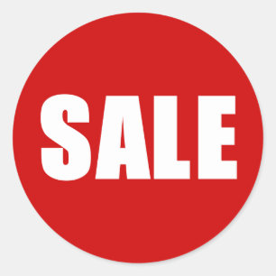 SALE Red Background Classic Round Sticker