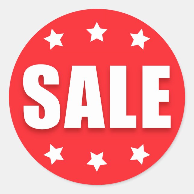 Sale retail stickers with stars, red and white (Front)