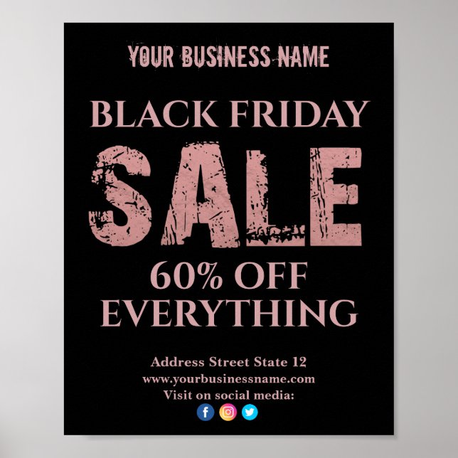 Sale Rose gold Typography Poster (Front)