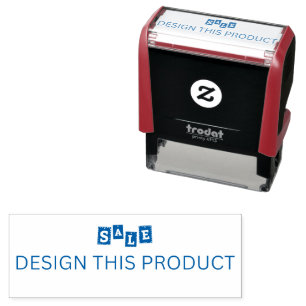 SALE! Rubber Stamp Red Self Inking - Blue ink