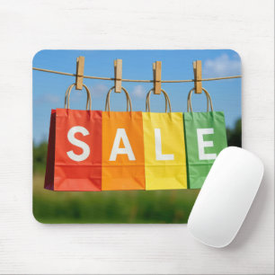 Sale Shopping Bags On a Clothesline Mouse Pad