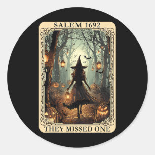 Salem 1692 Halloween Witch They Missed One Tarot C Classic Round Sticker