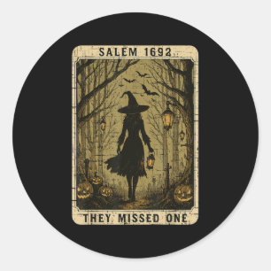 Salem 1692 Halloween Witch They Missed One Tarot C Classic Round Sticker