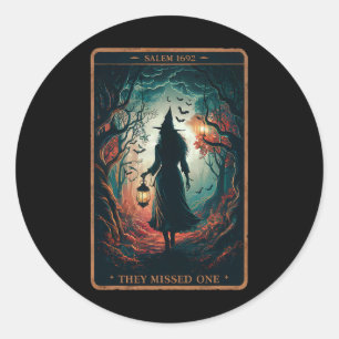 Salem 1692 Halloween Witch They Missed One Tarot C Classic Round Sticker
