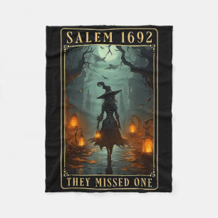 Salem 1692 They Missed One Halloween Witch Fleece Blanket