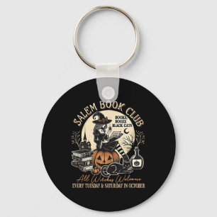 Salem Book Club Witch Cat Halloween Spooky Season Keychain