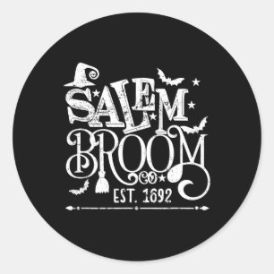 Salem Broom Co Est 1692 Fun Halloween Witch Saying Classic Round Sticker