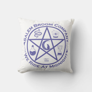 Salem Broom Company We Ride At Midnight Halloween Throw Pillow
