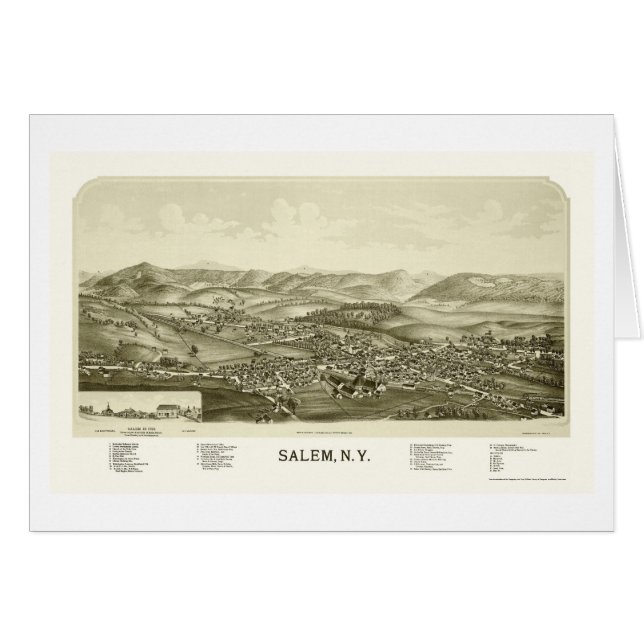 Salem, carte panoramique de NY - 1889 (Devant horizontal)