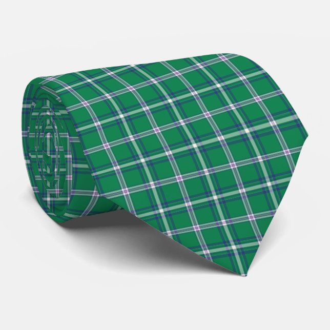 Salem Green and White Plaid Neck Tie (Rolled)