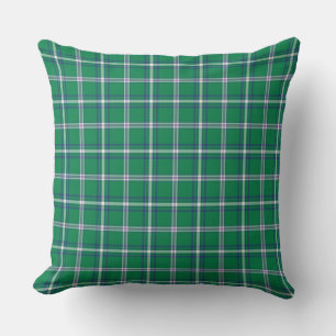 Salem Green and White Plaid Throw Pillow