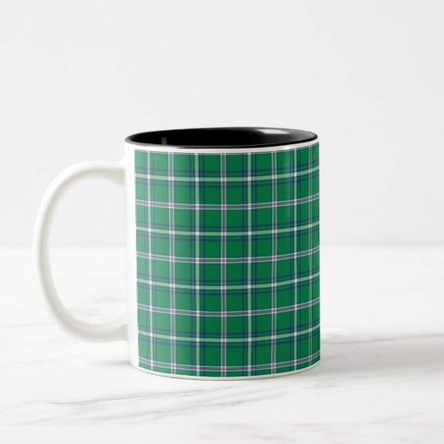 Salem Green and White Plaid Two-Tone Coffee Mug (Left)