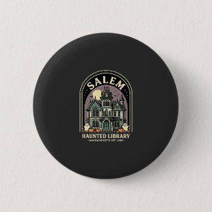 Salem Haunted Library Halloween Design_1 2 Inch Round Button