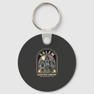 Salem Haunted Library Halloween Design_1 Keychain
