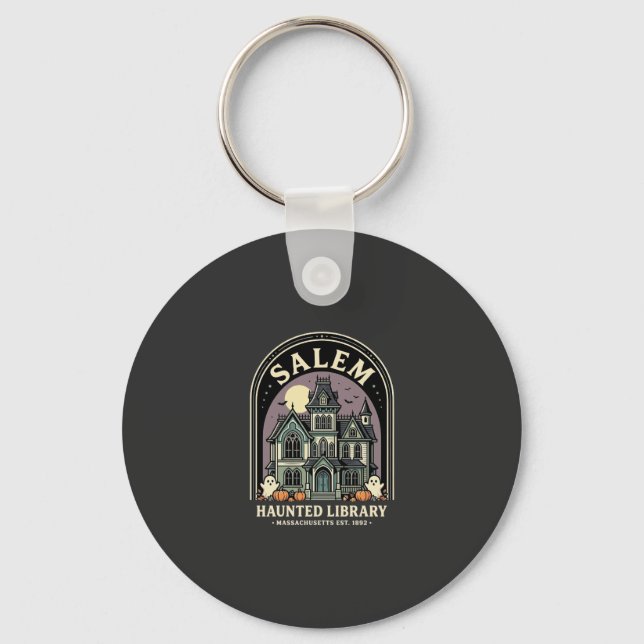 Salem Haunted Library Halloween Design_1 Keychain (Front)
