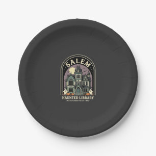 Salem Haunted Library Halloween Design_1 Paper Plate