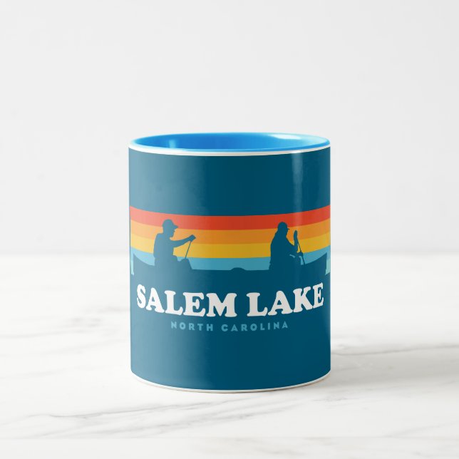 Salem Lake North Carolina Canoe Two-Tone Coffee Mug (Center)