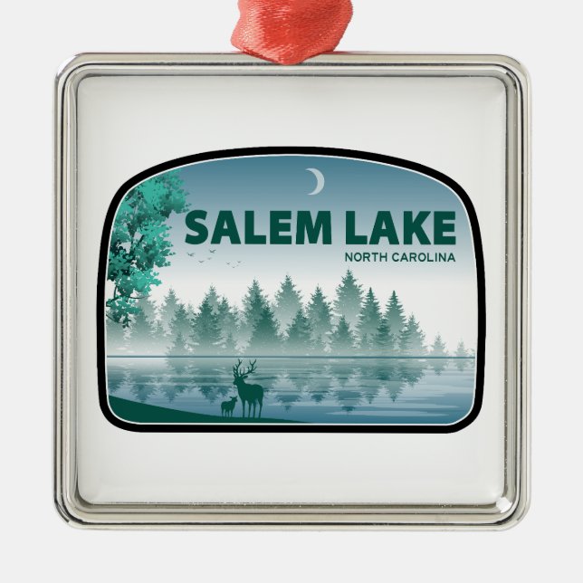 Salem Lake North Carolina Deer Metal Ornament (Front)