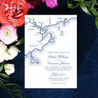 Salem MA North Shore Map Elegant Navy Wedding