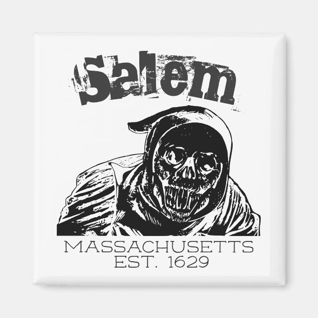 Salem Massachusetts Skull Grim Reaper Magnet (Front)