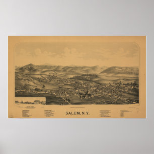 Salem New York 1889 Antique Panoramic Map Poster