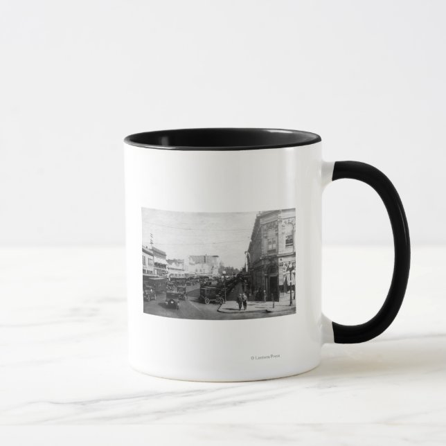Salem, OR Town View on State Street Photograph Mug (Right)