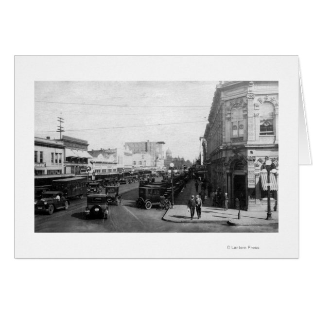 Salem, OR Vue de la ville sur State Street Photogr (Devant horizontal)