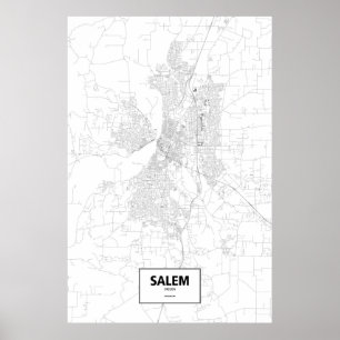 Salem, Oregon (black on white) Poster