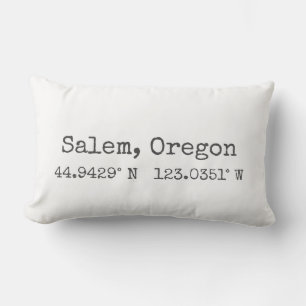 Salem, Oregon Coordinates Lumbar Pillow