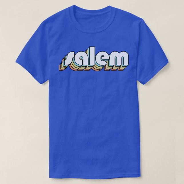 Salem Retro Rainbow Typography Faded Style T-Shirt (Design Front)