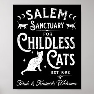 Salem Sanctuary Childless Cat Vintage Witchy Femin Poster