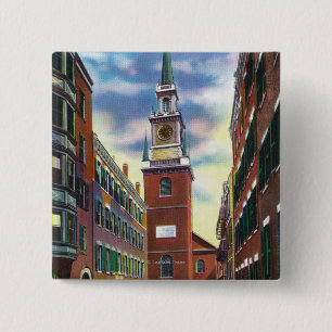 Salem Street View of Old North Church Bldg 2 Inch Square Button