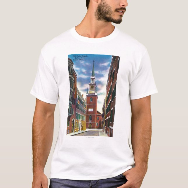 Salem Street View of Old North Church Bldg T-Shirt (Front)