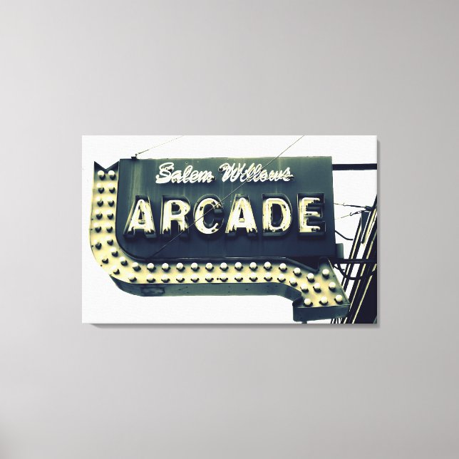 Salem Willows Arcade Neon Sign Canvas Print (Front)