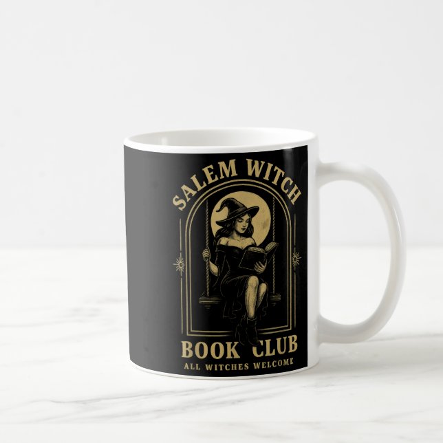 Salem Witch Book Club Bookish Halloween Full Moon  Coffee Mug (Right)