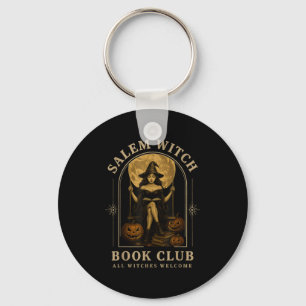 Salem Witch Book Club Bookish Halloween Full Moon Keychain