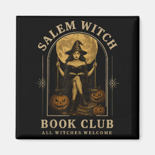 Salem Witch Book Club Bookish Halloween Full Moon Magnet