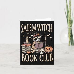 Salem Witch Book Club Halloween Raccoon Witch Read Card