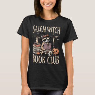 Salem Witch Book Club Halloween Raccoon Witch Read T-Shirt