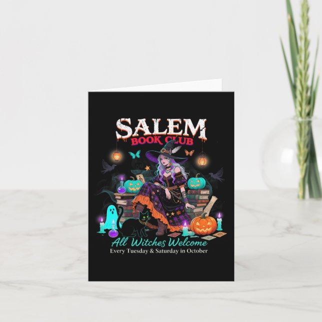 Salem Witch Book Club Halloween Reading Book Lover Card (Front)